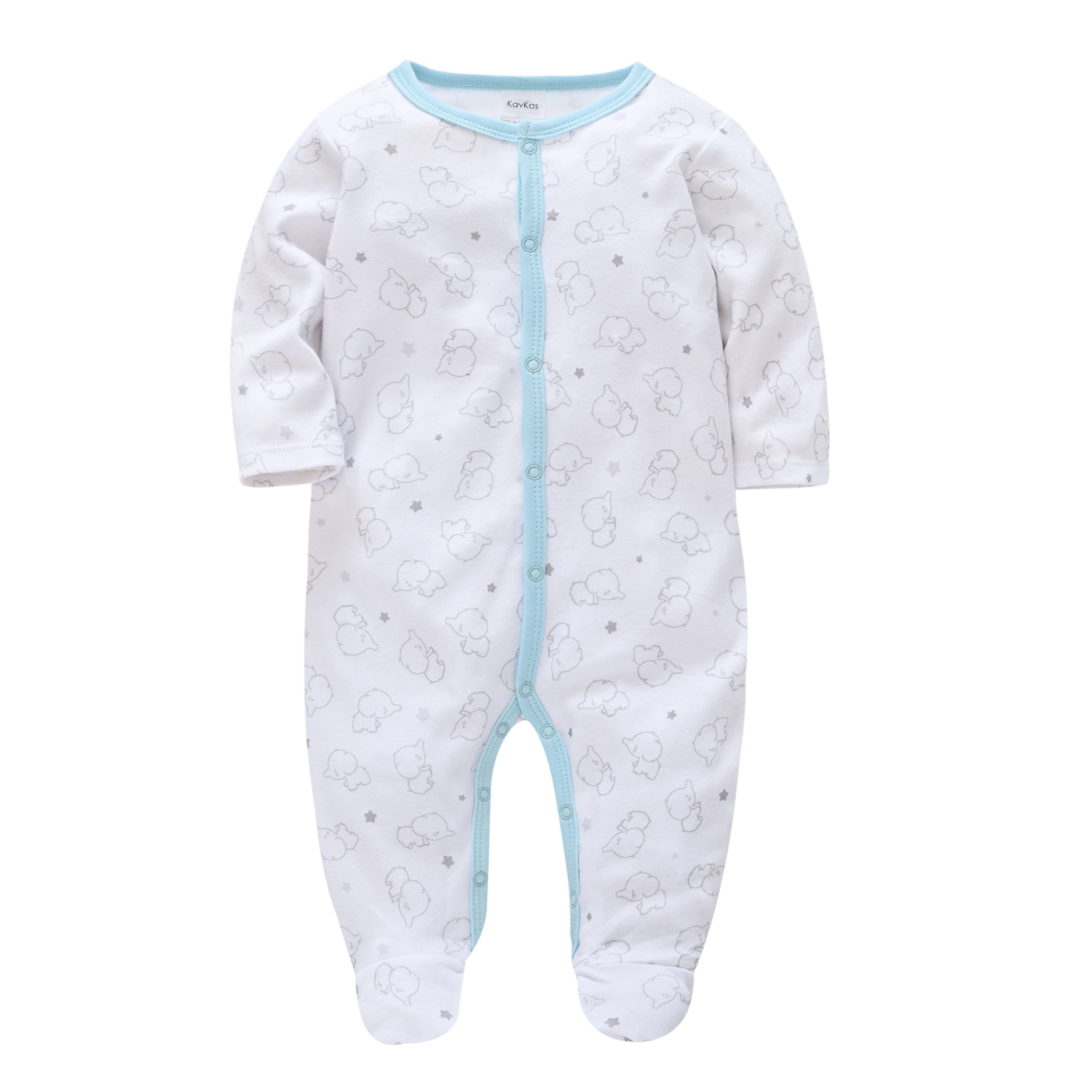 footed romper with little elephants at titchytastic